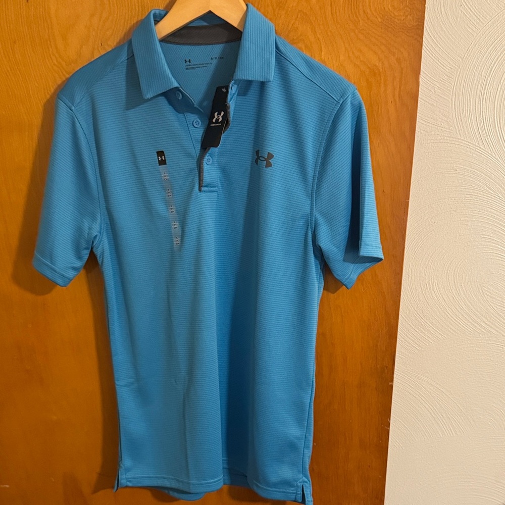 Under Armour Polo Shirt Mens Small Mesh Blue